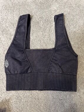 FP Movement by Free People Black Ribbed-Band Scoop Sports Bra